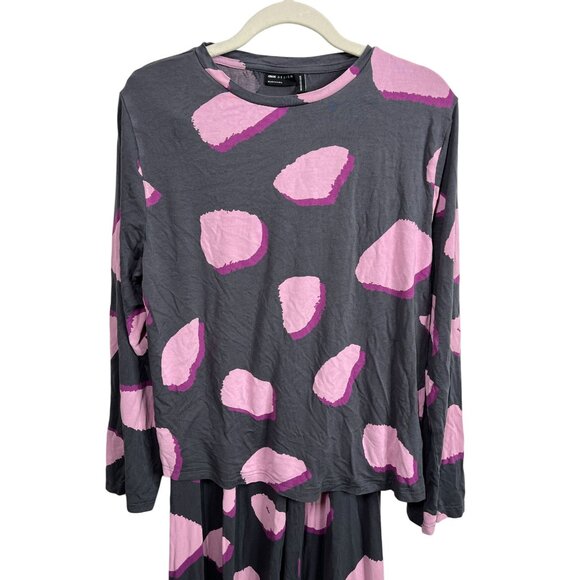 ASOS Women’s Pajama Set 0 XS Gray Pink Spot Print Long Sleeve Top & Pants Sleepw - Picture 2 of 16